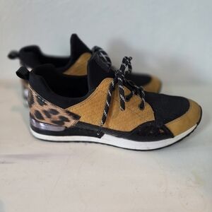 Remonte Leopard Print & Gold Sparkle Sneakers | Mob Wife Indie Sleaze | 41 / 10